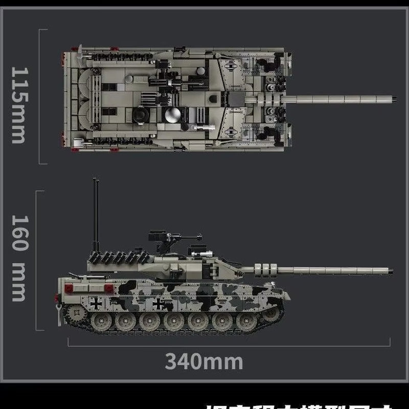 Military Series Building Blocks Model War Leopard 2A7 Heavy Tank Bricks Sets WW2 Creative Toys for Boys Adult Christmas Gifts