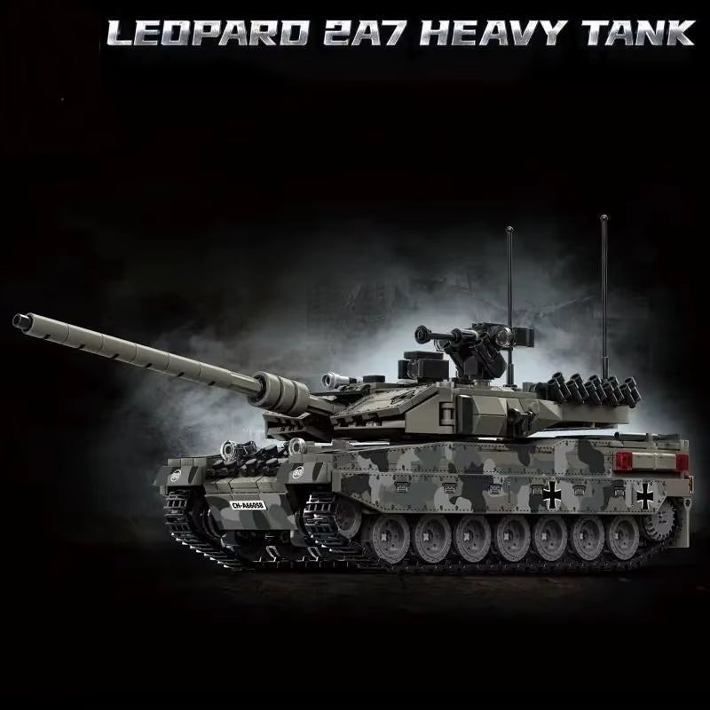 Military Series Building Blocks Model War Leopard 2A7 Heavy Tank Bricks Sets WW2 Creative Toys for Boys Adult Christmas Gifts