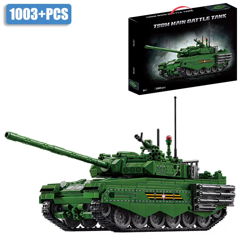Military WW2 MOC Leopard 2A7 Army Main Battle Tank Soldiers Building Blocks Bricks M1 T90M Tank Set for Children Boys Gifts