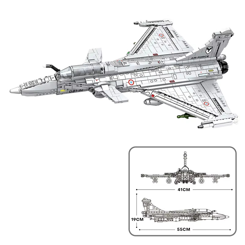 2099PCS Rafale Fighter Model Building Blocks Diy Military Plane Series Assembly Bricks Desktop Ornament Kids Toys Holiday Gifts