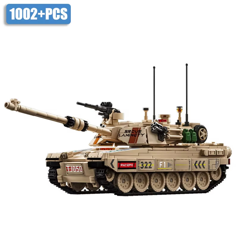 Military WW2 MOC Leopard 2A7 Army Main Battle Tank Soldiers Building Blocks Bricks M1 T90M Tank Set for Children Boys Gifts