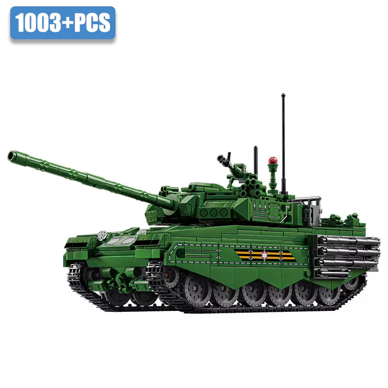 Military WW2 MOC Leopard 2A7 Army Main Battle Tank Soldiers Building Blocks Bricks M1 T90M Tank Set for Children Boys Gifts