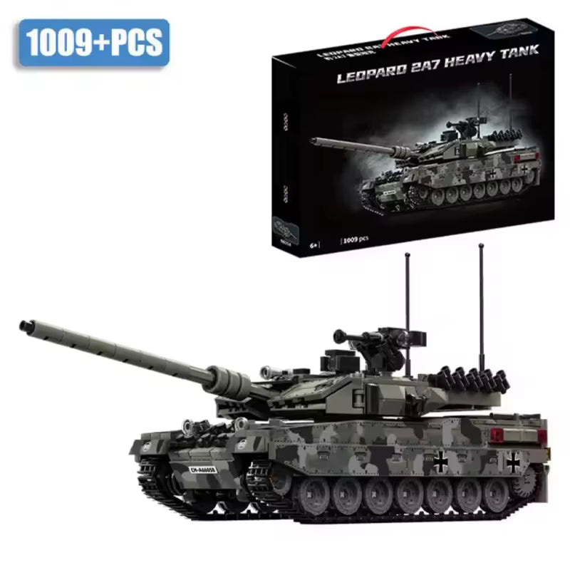 Military Series Building Blocks Model War Leopard 2A7 Heavy Tank Bricks Sets WW2 Creative Toys for Boys Adult Christmas Gifts
