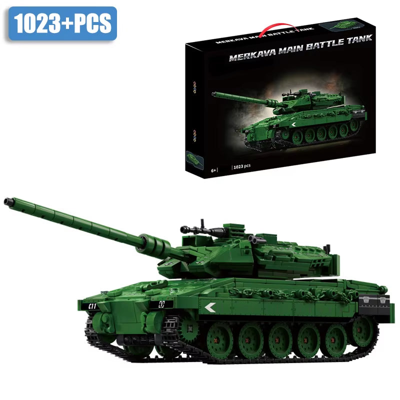 Military WW2 MOC Leopard 2A7 Army Main Battle Tank Soldiers Building Blocks Bricks M1 T90M Tank Set for Children Boys Gifts