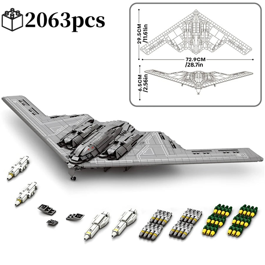 2063Pcs B2 Stealth Bomber Building Blocks MOC Technical Military Model Kit Desktop Display Back to School Gift for Adults