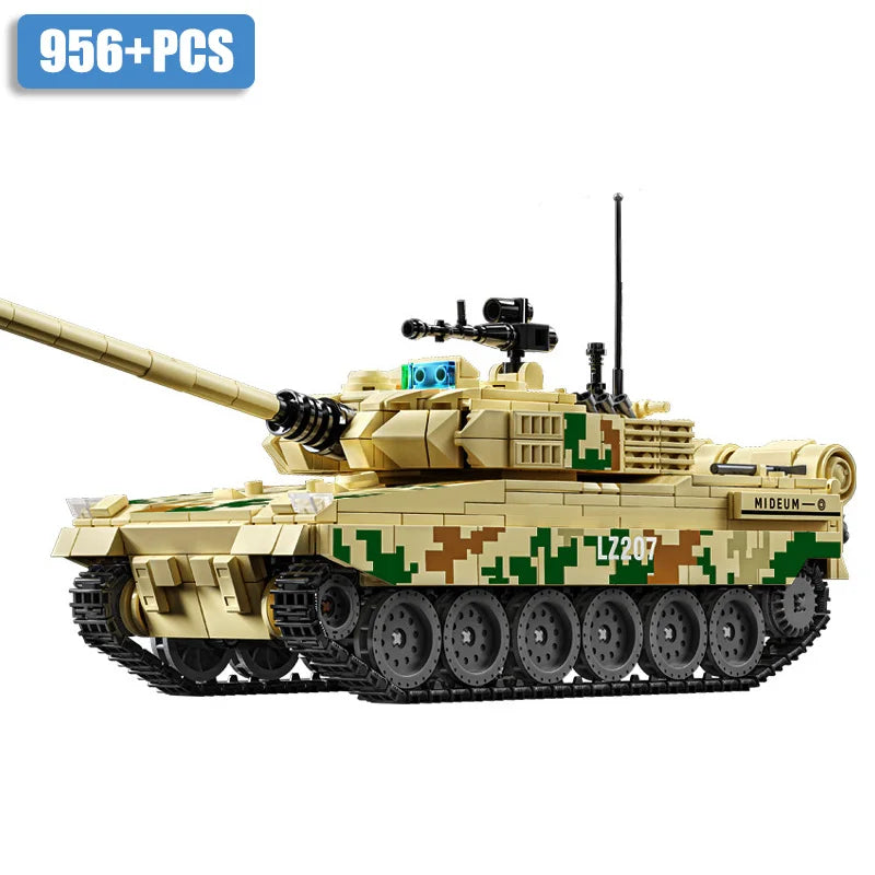 Military WW2 MOC Leopard 2A7 Army Main Battle Tank Soldiers Building Blocks Bricks M1 T90M Tank Set for Children Boys Gifts