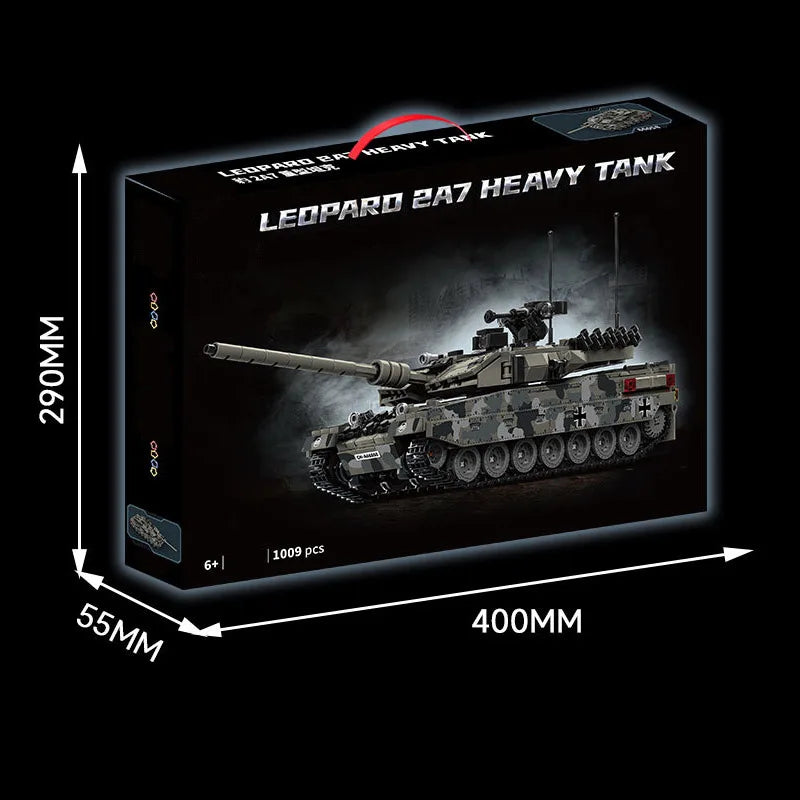 Military WW2 MOC Leopard 2A7 Army Main Battle Tank Soldiers Building Blocks Bricks M1 T90M Tank Set for Children Boys Gifts