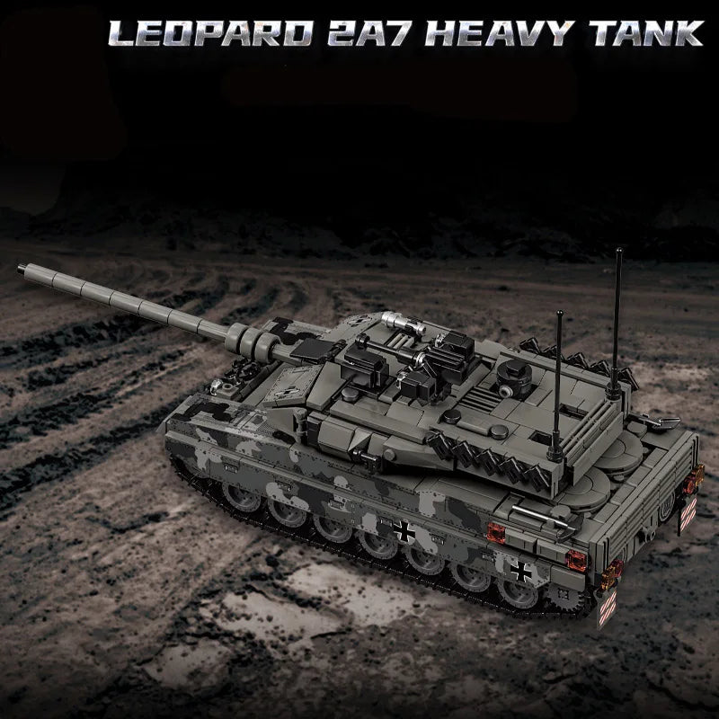 Military WW2 MOC Leopard 2A7 Army Main Battle Tank Soldiers Building Blocks Bricks M1 T90M Tank Set for Children Boys Gifts