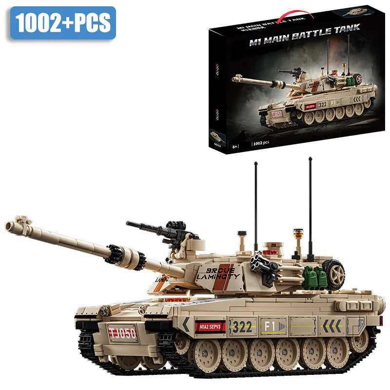 Military WW2 MOC Leopard 2A7 Army Main Battle Tank Soldiers Building Blocks Bricks M1 T90M Tank Set for Children Boys Gifts