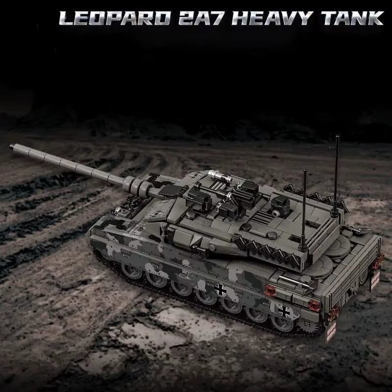 Military Series Building Blocks Model War Leopard 2A7 Heavy Tank Bricks Sets WW2 Creative Toys for Boys Adult Christmas Gifts